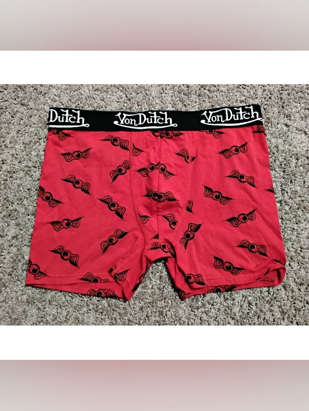 Von Dutch Men's Boxer Briefs Red Flying Eyeball Logo Stretch Size XL